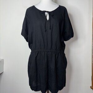 J. Crew Scalloped Romper Tencel®-Linen Black G5371 Size L